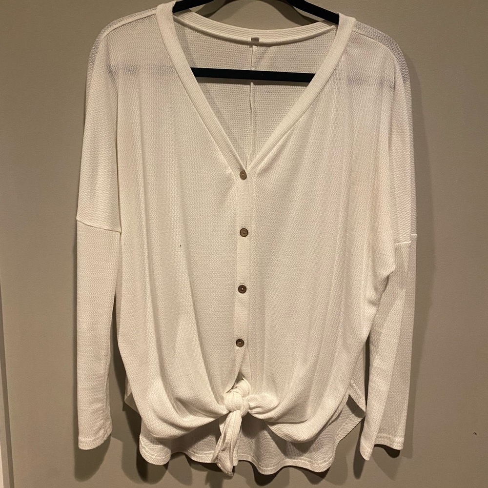 White button-up Sweater